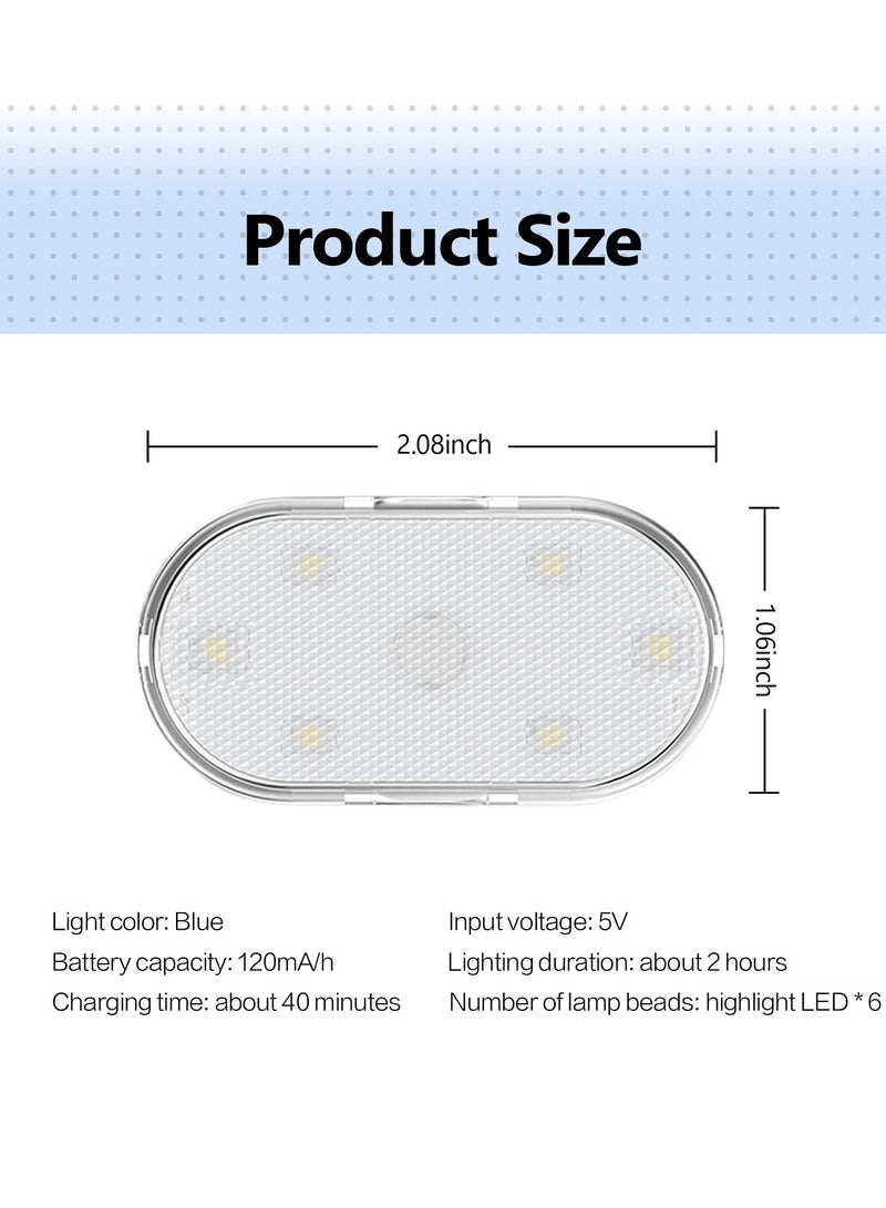 أضواء LED للسيارة، مصابيح LED صغيرة محمولة داخلية للسيارة تعمل باللمس مع 6 حبات مصباح LED ساطعة، إضاءة قابلة لإعادة الشحن عبر USB، ضوء طوارئ للسيارة (ضوء أرجواني) - Image 2