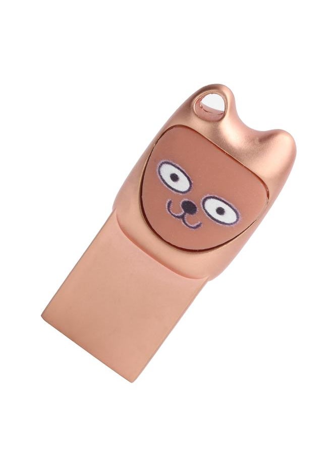 Thoraya Metal cartoon USB flash drive with mobile phone Android adapter Creative USB flash drive two-in-one bidding gift USB flash drive honey smile rose gold 64G  - Image 2
