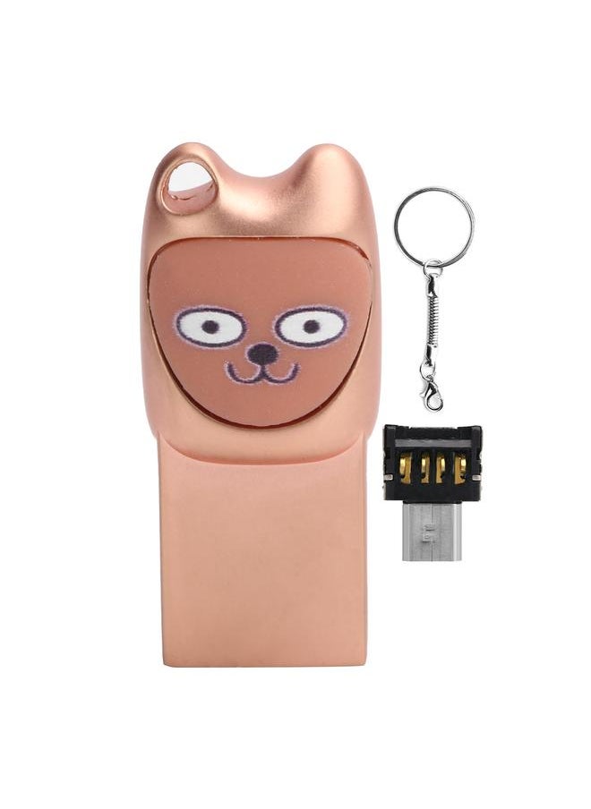 Thoraya Metal cartoon USB flash drive with mobile phone Android adapter Creative USB flash drive two-in-one bidding gift USB flash drive honey smile rose gold 64G  - Image 1