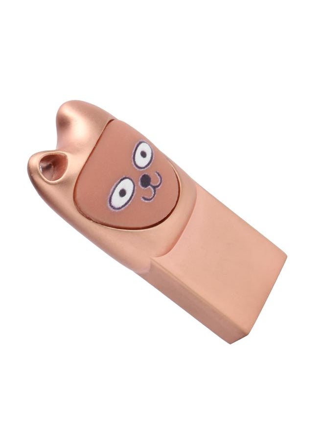 Thoraya Metal cartoon USB flash drive with mobile phone Android adapter Creative USB flash drive two-in-one bidding gift USB flash drive honey smile rose gold 64G  - Image 3