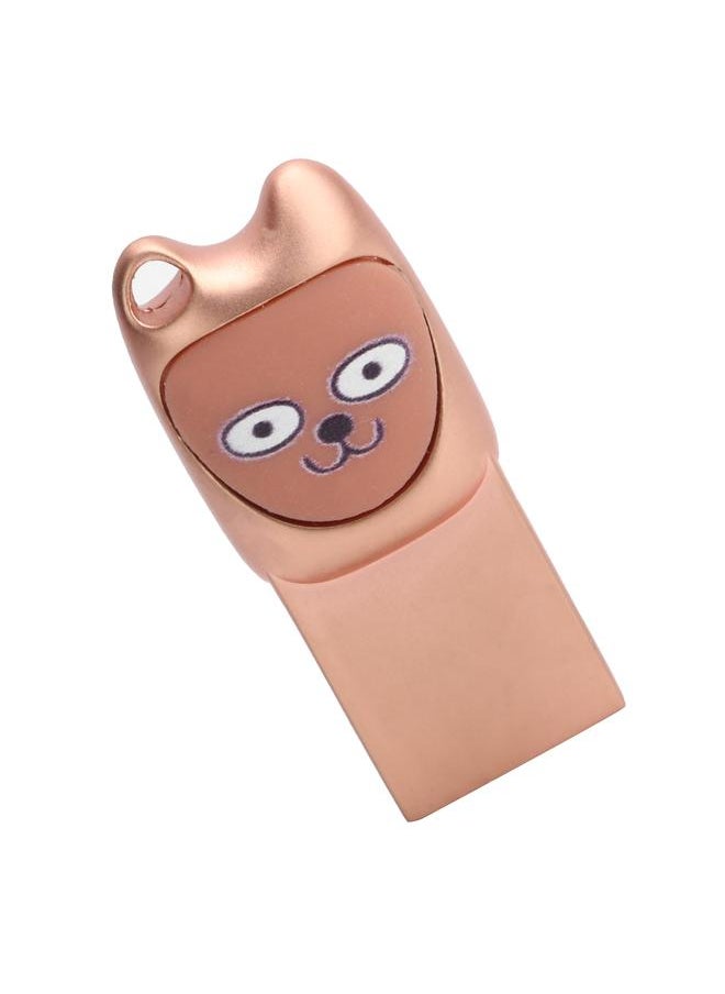 Thoraya Metal cartoon USB flash drive with mobile phone Android adapter Creative USB flash drive two-in-one bidding gift USB flash drive honey smile rose gold 64G  - Image 5