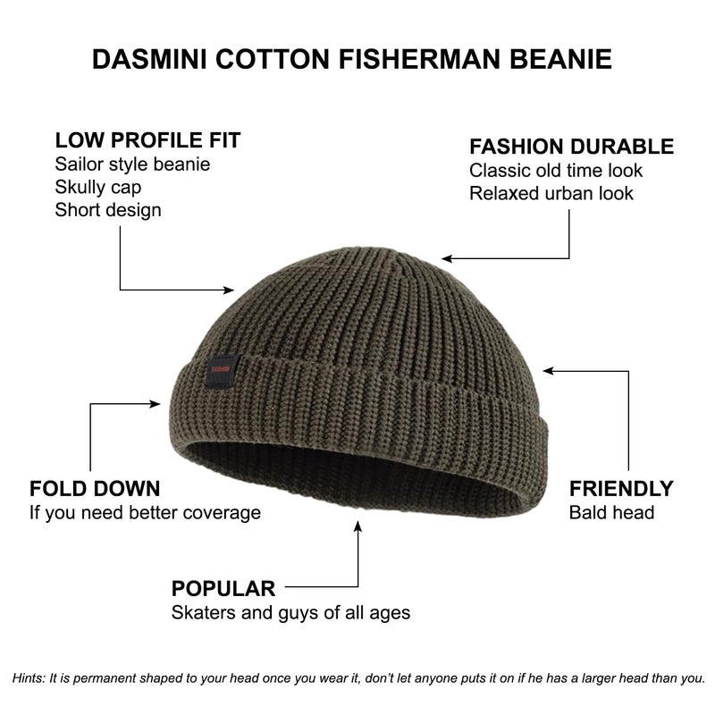 DASMINI Fisherman Beanie Hats for Men Women,Knit Trawler Skull Cap,Watch Cap,Spring Fall Short Hats(Black+Olive,Size M) - Image 4