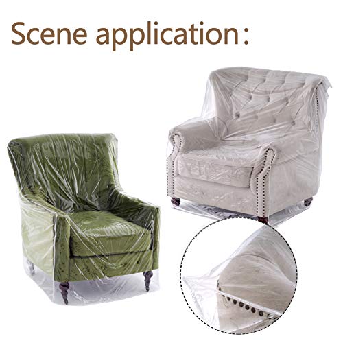 wokire Heavy Duty Plastic Recliner Cover Pets | Cat Dog Scratching Protector Clear Vinyl Waterproof Sofa/Couch Covers,Furniture Living Room Chairs for Storage and Moving 36" W - Armchair（1 Pack） - Image 4