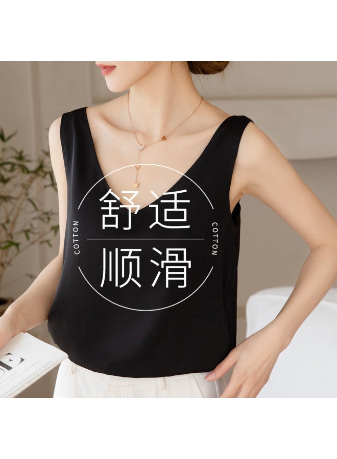 Fenton breathable Nude-feel Faux Silk V-neck Slimming Camisole For Women - Versatile Layering Essential - Image 2
