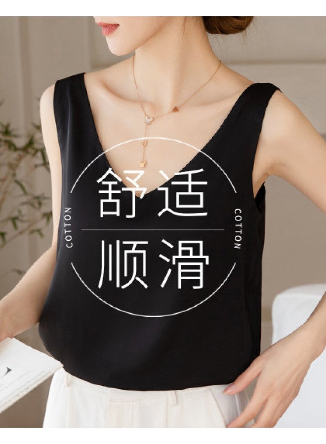 Fenton breathable Nude-feel Faux Silk V-neck Slimming Camisole For Women - Versatile Layering Essential - Image 1