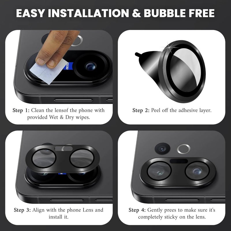 FIRST MART Premium Camera Lens Protection For Vivo X200 FE 5G (6.31 Inches) With Edge-to-Edge Protector Coverage and Installation Kit |Black, Pack of 1 - Image 2