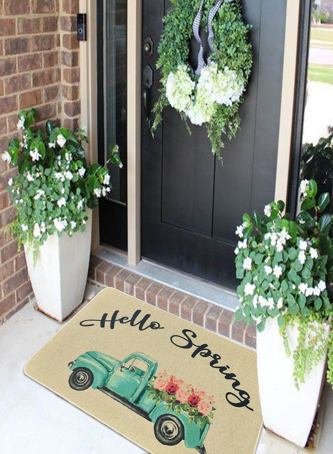 kukli kitchen Spring Doormat, 30 X 17 Inch, Non Slip Rubber Mats, Floral Truck Hello Design, Indoor Outdoor Entrance Patio Floor Mat, Durable, Water Resistant, Washable - Image 3