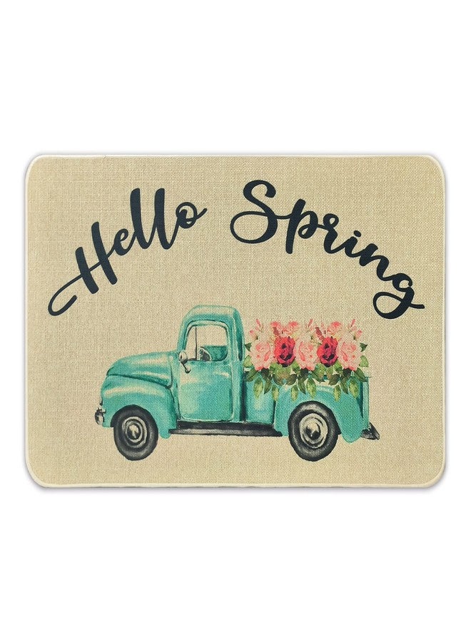 kukli kitchen Spring Doormat, 30 X 17 Inch, Non Slip Rubber Mats, Floral Truck Hello Design, Indoor Outdoor Entrance Patio Floor Mat, Durable, Water Resistant, Washable - Image 2