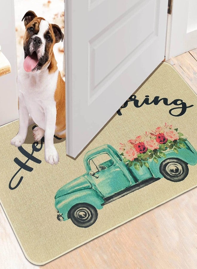 kukli kitchen Spring Doormat, 30 X 17 Inch, Non Slip Rubber Mats, Floral Truck Hello Design, Indoor Outdoor Entrance Patio Floor Mat, Durable, Water Resistant, Washable - Image 4