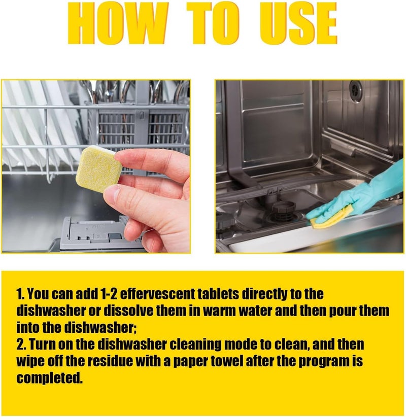 12 pieces Dishwasher Cleaner And Deodorizer Tablets, Deep Cleaning for Tableware Care Dish Washer Machine, Natural Limescale Remover, Calcium, Odor, Smell - Image 3