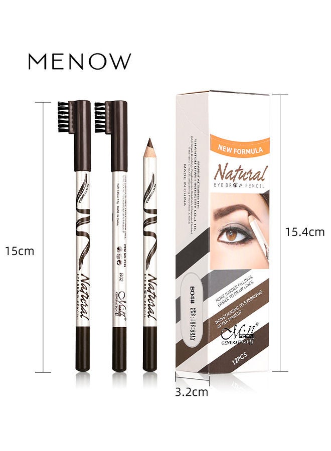 Menow 2 Packs Eyebrow Pencils with Soft Brush 2-in-1 Long-lasting Water-proof Sweat-proof Brow Pencil and Brow Brush Eyebrow Shaping and Filling Pencil Makeup Tool (Grey Brown) - Image 5