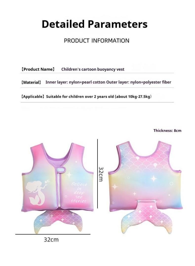 SISGL Premium Toddler Swim Vest Toddler Floaties And Buoyancy Swimming Aid For Seaside Vacation Anti-Drowning 30MM Filling Sponge Double-layer Swim Jackets Baby Pool Floating Pad Dreamy Mermaid Design Swimming Vest For Girls  - Image 3