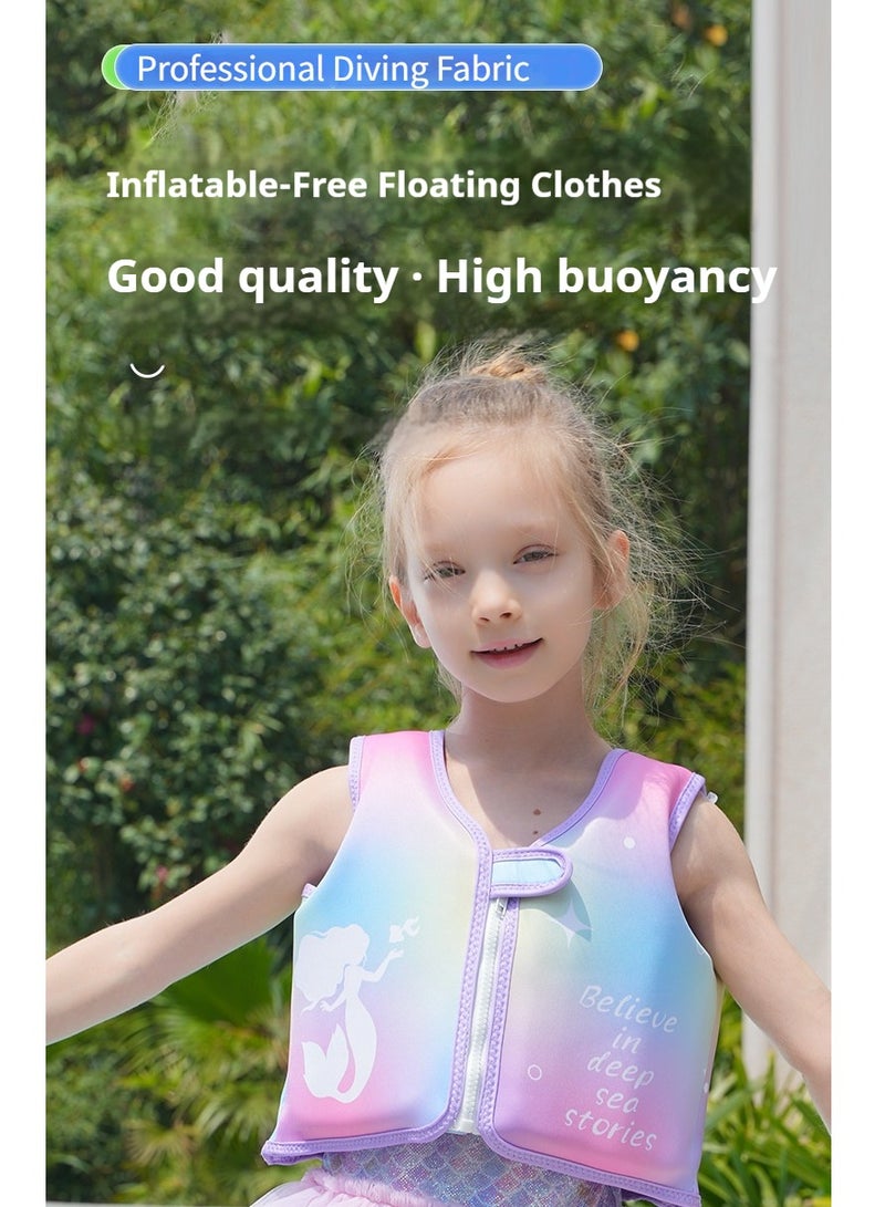 SISGL Premium Toddler Swim Vest Toddler Floaties And Buoyancy Swimming Aid For Seaside Vacation Anti-Drowning 30MM Filling Sponge Double-layer Swim Jackets Baby Pool Floating Pad Dreamy Mermaid Design Swimming Vest For Girls  - Image 2