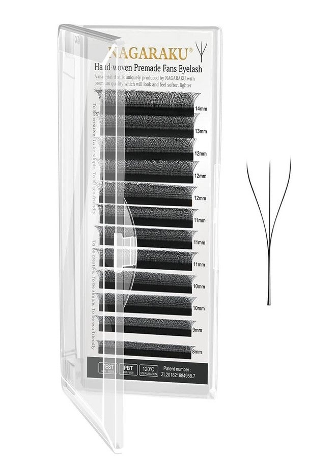 NAGARAKU W Eyelash Extension 3D Volume Premade Matte Black Cluster Easy Fanning yy Eye Lashes with Thickness 0.07mm Curl C (Length - Mix 8-14mm) - Image 1
