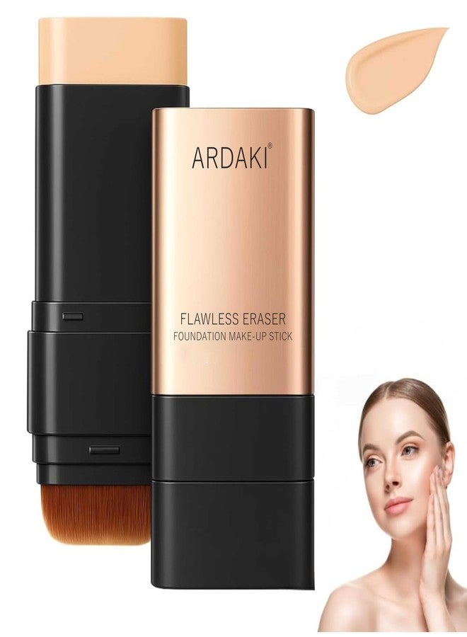 ARDAKI Foundation for Women 2 in 1 Foundation Stick with Built in Brush, Cream Foundation for Women, Makeup Long Lasting Foundations Concealers, Blendable & Lightweight Face Makeup (Natural, 1 PCS) - Image 1