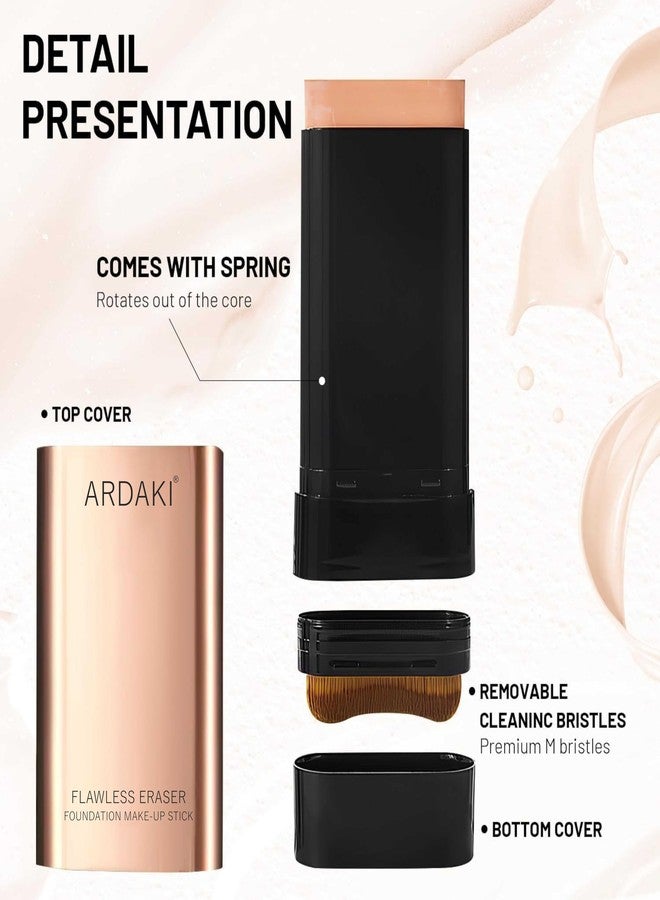 ARDAKI Foundation for Women 2 in 1 Foundation Stick with Built in Brush, Cream Foundation for Women, Makeup Long Lasting Foundations Concealers, Blendable & Lightweight Face Makeup (Natural, 1 PCS) - Image 2