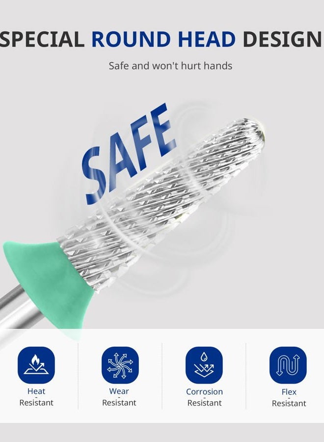 AIRSEE رأس مثقاب أظافر أكريليك من كربيد التنجستن - رأس آلة كهربائية لتلميع الأظافر وإزالة الجل 3/32" 2 طريقة استخدام آمنة شكل مخروط خشن-C - Image 3