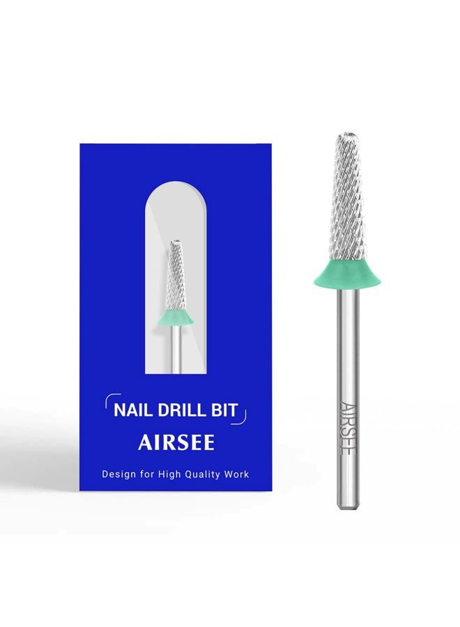 AIRSEE رأس مثقاب أظافر أكريليك من كربيد التنجستن - رأس آلة كهربائية لتلميع الأظافر وإزالة الجل 3/32" 2 طريقة استخدام آمنة شكل مخروط خشن-C - Image 1