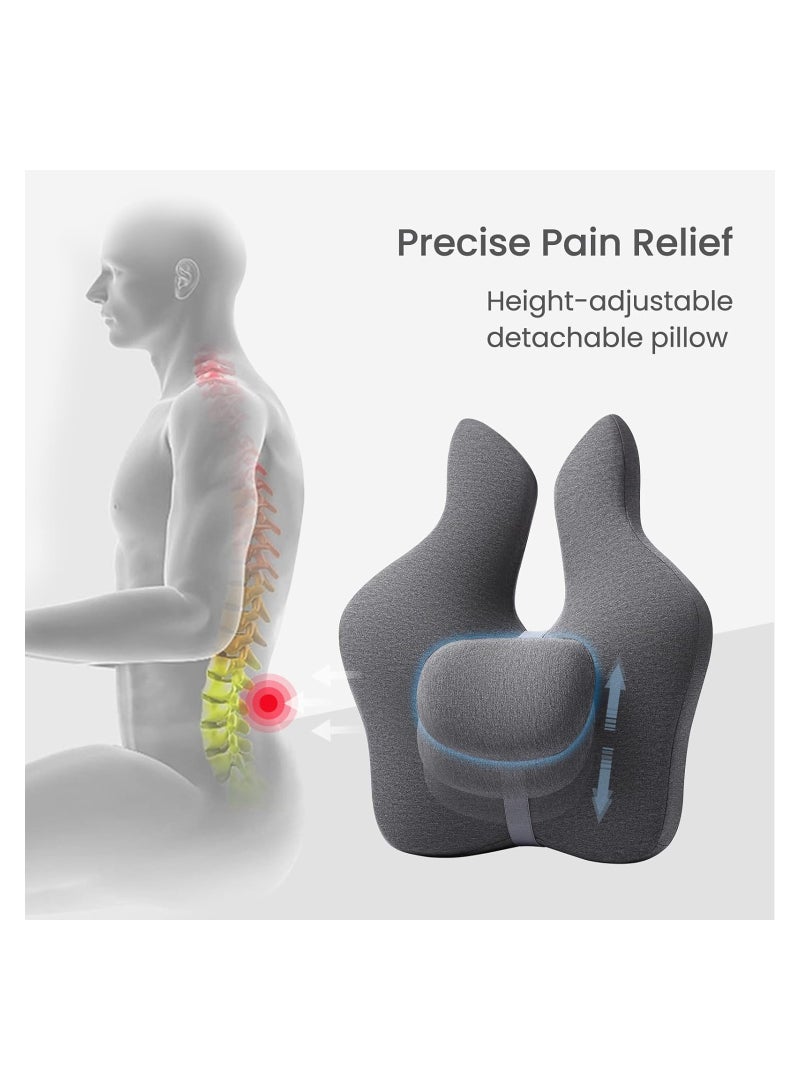 Zikra Lumbar Support Pillow for Car, with Adjustable Pillow Precise Pain Relief, Improve Lower Back PainRelief & Sitting Posture, Ergonomic Memory Foam Back Cushion for Long Sitting Office Chair/Car/Plane - Image 2