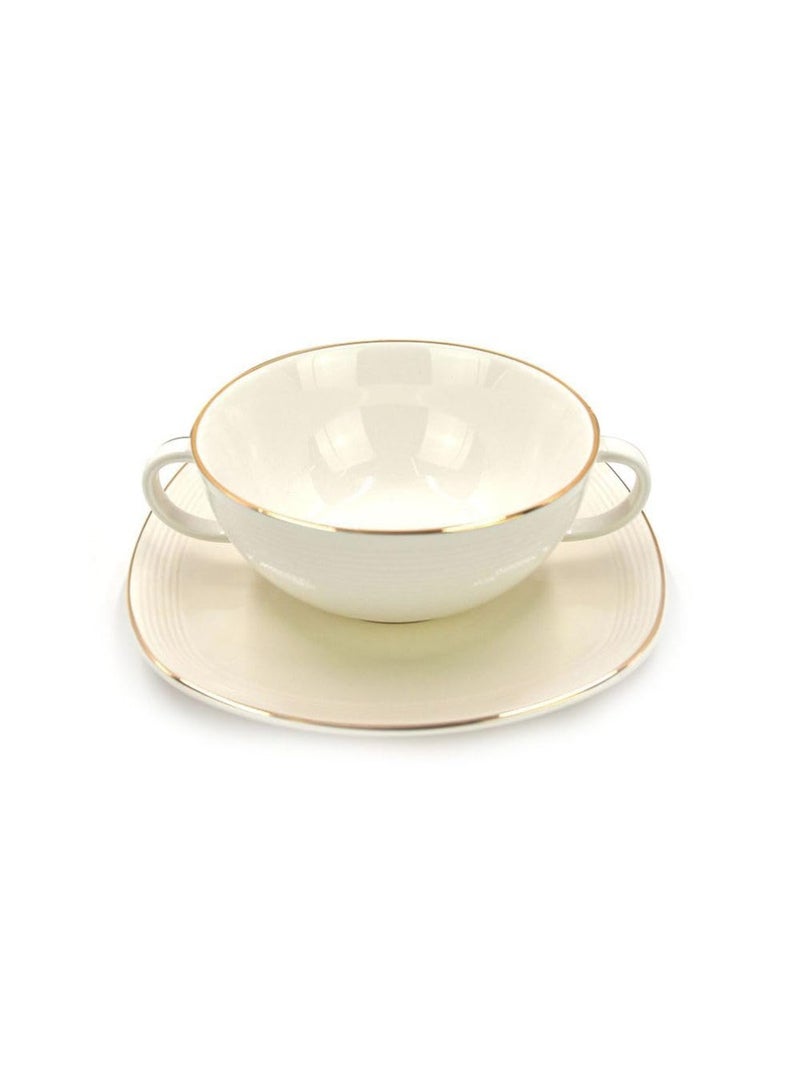 QUALITIER 12-Pieces Set Ip112-113-G01 Cup And Saucer Gold White Espresso Cup  Tea & Coffee Cup  Cappuccino Cup  Latte Glass - Image 4