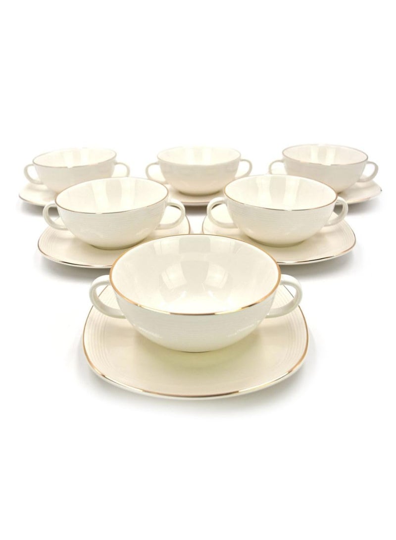 QUALITIER 12-Pieces Set Ip112-113-G01 Cup And Saucer Gold White Espresso Cup  Tea & Coffee Cup  Cappuccino Cup  Latte Glass - Image 3