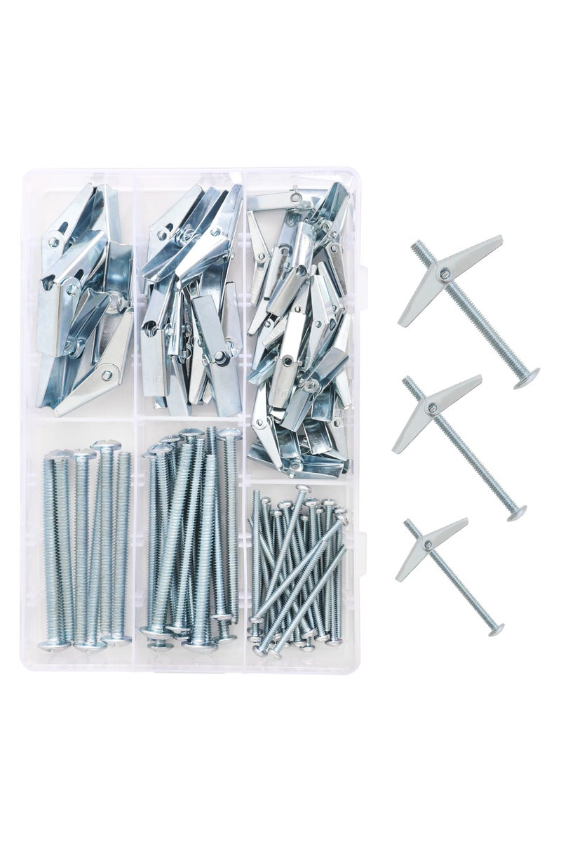 ZFHDBM 40Pcs Heavy Duty Hollow Wall Anchors for Drywall Ceiling, Toggle Bolts and Wing Nut Kit, Metal Drywall Anchors and Screws Assortment Set, 3 Sizes Butterfly Anchors for Hanging 1/8, 3/16, 1/4 - Image 1