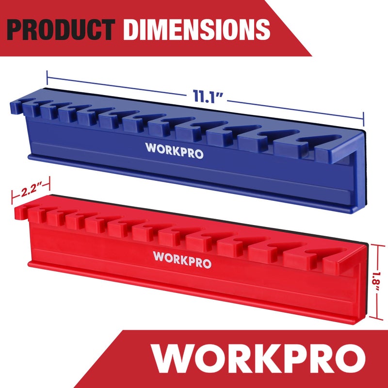 WORKPRO 2-Piece Magnetic Wrench Organizer, 24 Slots Wrenches Holder Fits SAE (5/16â€ to 3/4â€) and Metric (9 mm to 20 mm), Premium Quality Wrench Rack Set to Keep Wrenches Organized - Image 2
