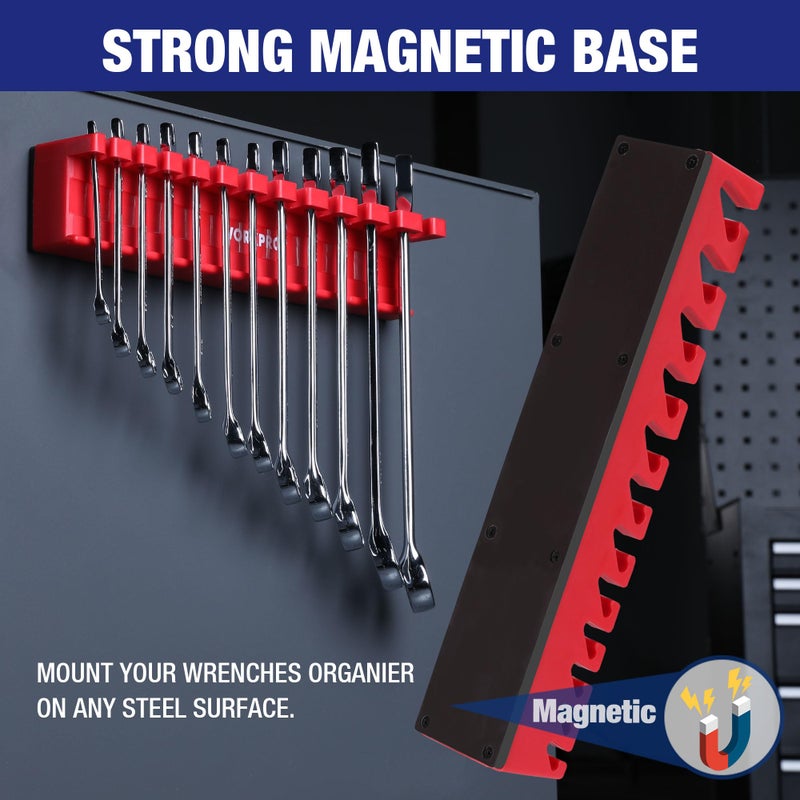 WORKPRO 2-Piece Magnetic Wrench Organizer, 24 Slots Wrenches Holder Fits SAE (5/16â€ to 3/4â€) and Metric (9 mm to 20 mm), Premium Quality Wrench Rack Set to Keep Wrenches Organized - Image 3