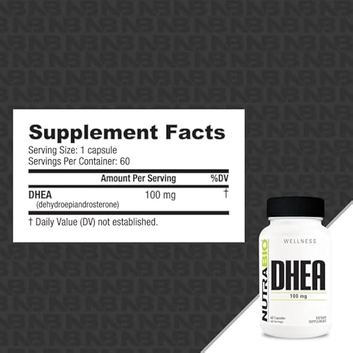 NutraBio DHEA Supplement- for Men and Women- DHEA (100 mg) 60 Capsules - Image 2