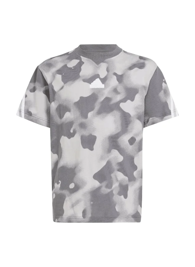 اديداس adidas J Fi Aop T Grey Training T-Shirts 7-8Y