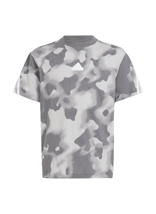 اديداس adidas J Fi Aop T Grey Training T-Shirts 7-8Y