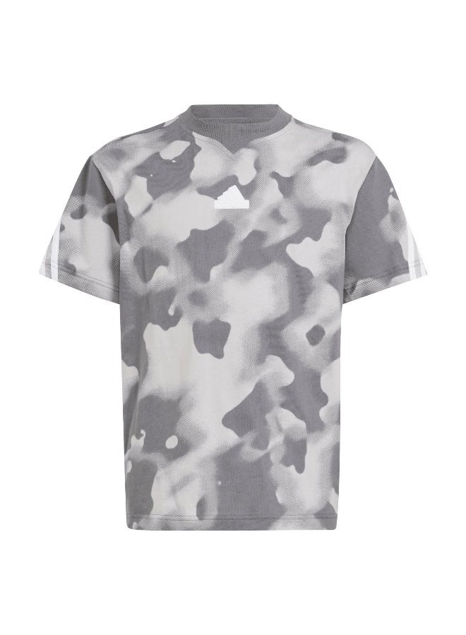 Adidas J Fi Aop T Grey Training T-Shirts 7-8Y  - Image 2