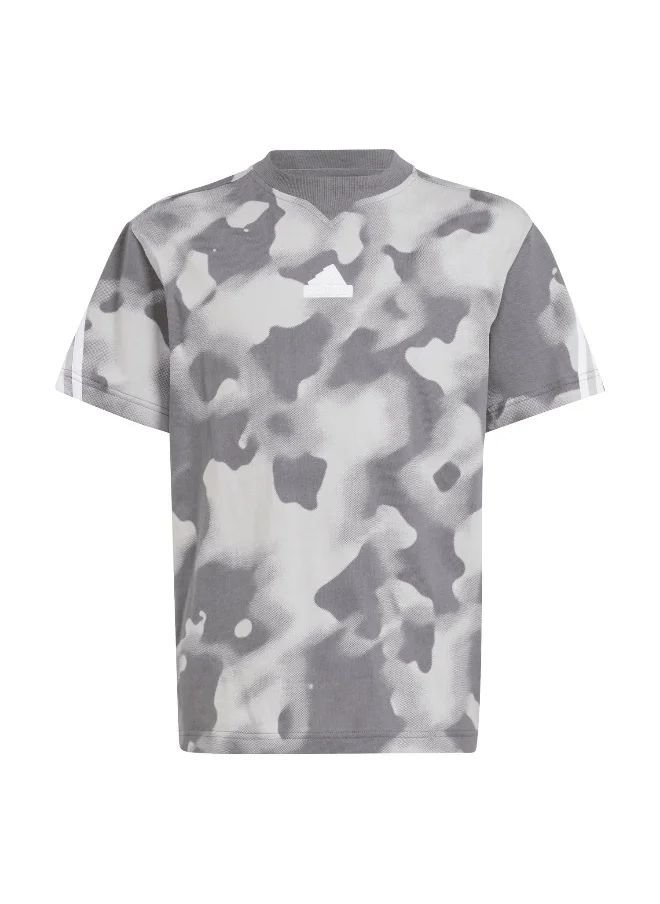 Adidas adidas J Fi Aop T Grey Training T-Shirts 7-8Y