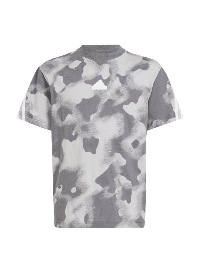 Adidas J Fi Aop T Grey Training T-Shirts 7-8Y  - Image 1