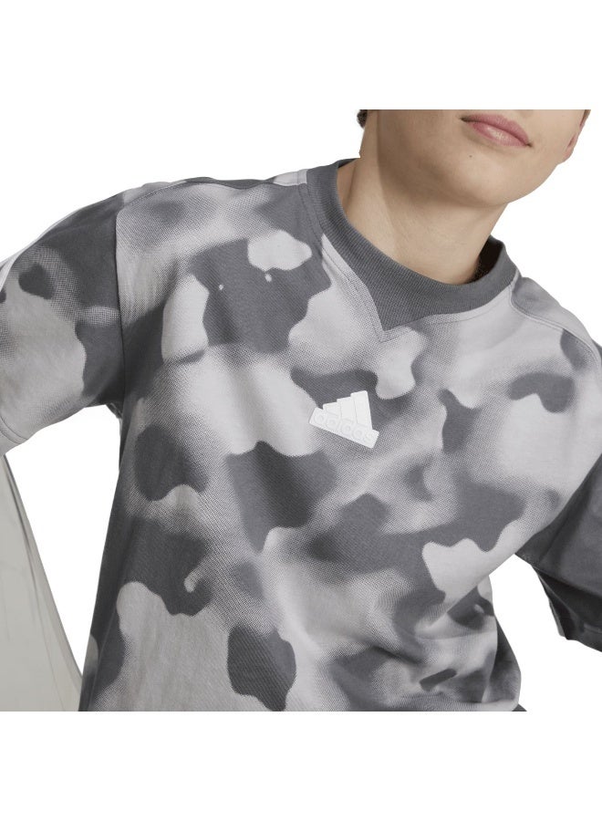 Adidas J Fi Aop T Grey Training T-Shirts 7-8Y  - Image 4