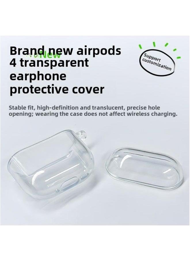 Generic - For Apple Headset Airpods4 Wireless Bluetooth Protective Cover TPU Transparent Material-Color:Tpu Soft Shell + Pearlescent Bag-Applicable Models:Airpods4 Model: With Hanging Ears - Image 1