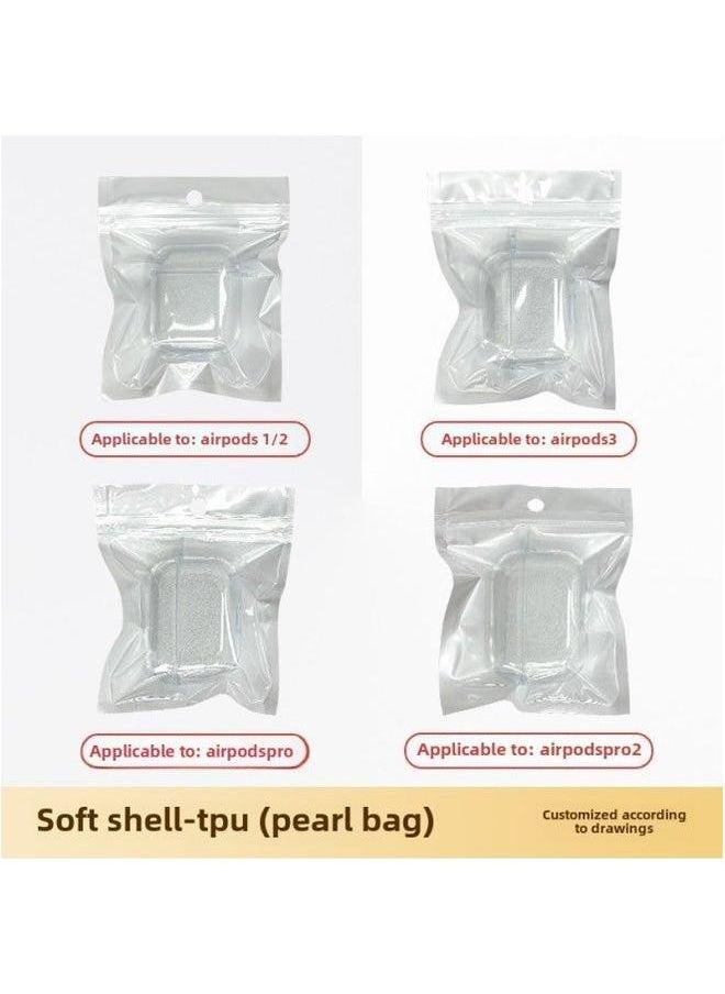 Generic - For Apple Headset Airpods4 Wireless Bluetooth Protective Cover TPU Transparent Material-Color:Tpu Soft Shell + Pearlescent Bag-Applicable Models:Airpods4 Model: With Hanging Ears - Image 1