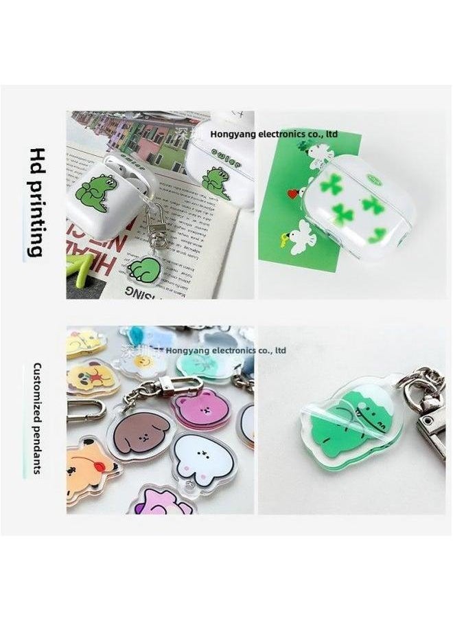 Generic - For Apple Headset Airpods4 Wireless Bluetooth Protective Cover TPU Transparent Material-Color:Tpu Soft Shell + Pearlescent Bag-Applicable Models:Airpods4 Model: With Hanging Ears - Image 1