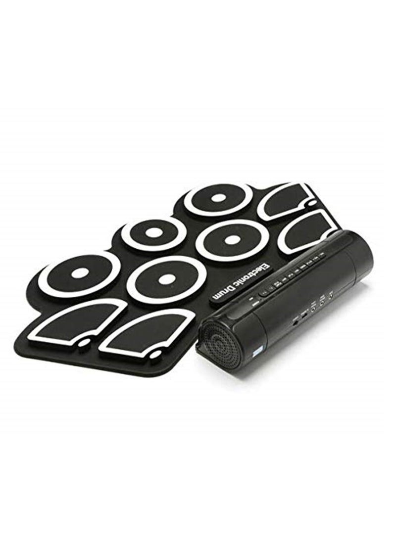 null - Electronic Roll Up Drum Pad Set 9 Silicon Pads Built-in Speakers with Drumsticks Foot Pedals - Image 1