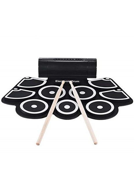 Electronic Roll Up Drum Pad Set 9 Silicon Pads Built-in Speakers with Drumsticks Foot Pedals
