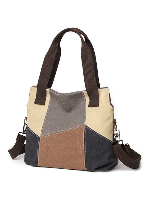 Women's Contrast Color Crossbody Bag, Ladies Vintage Canvas Messenger Bag Shoulder Bag Side Bag Carry Bag, Large Capacity Travel Tote Bag Handbag Tote Bags Clutch Bag for Girls and College Students