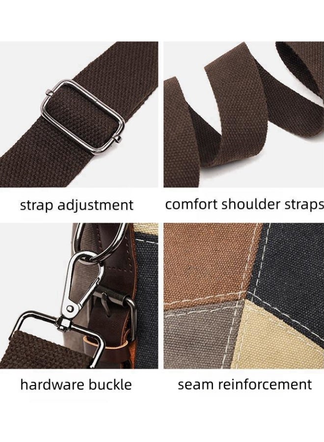 Women's Contrast Color Crossbody Bag, Ladies Vintage Canvas Messenger Bag Shoulder Bag Side Bag Carry Bag, Large Capacity Travel Tote Bag Handbag Tote Bags Clutch Bag for Girls and College Students - Image 3