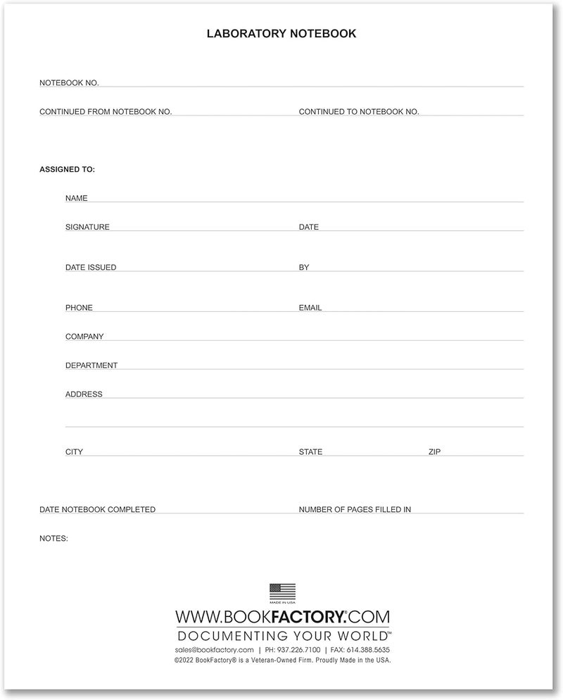 BookFactory Lab Notebook/Laboratory Notebook - Professional Grade -500 Pages, 8'' x 10'' (Ruled Format) Black and Burgundy Imitation Leather Cover, Section Sewn Hardbound (Made in USA) - Image 3