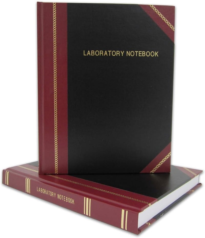 BookFactory Lab Notebook/Laboratory Notebook - Professional Grade -500 Pages, 8'' x 10'' (Ruled Format) Black and Burgundy Imitation Leather Cover, Section Sewn Hardbound (Made in USA) - Image 2