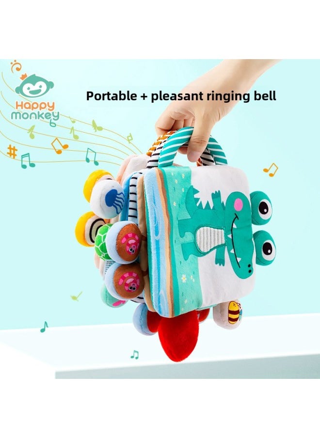 null - Happy Monkey Baby Can't Tear Cloth Book Toy Can Bite Pop-up Book Cognitive Ringing Paper Bell Toy Book-Color:Bell Cloth Book-crab - Image 1