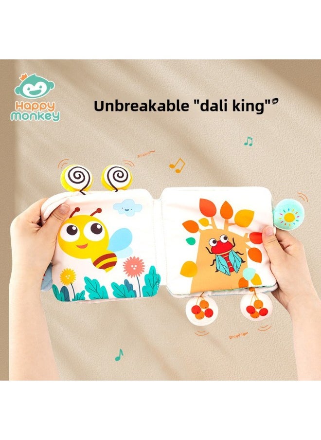 null - Happy Monkey Baby Can't Tear Cloth Book Toy Can Bite Pop-up Book Cognitive Ringing Paper Bell Toy Book-Color:Bell Cloth Book-crab - Image 1