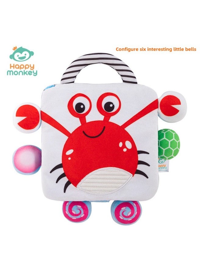 null - Happy Monkey Baby Can't Tear Cloth Book Toy Can Bite Pop-up Book Cognitive Ringing Paper Bell Toy Book-Color:Bell Cloth Book-crab - Image 1