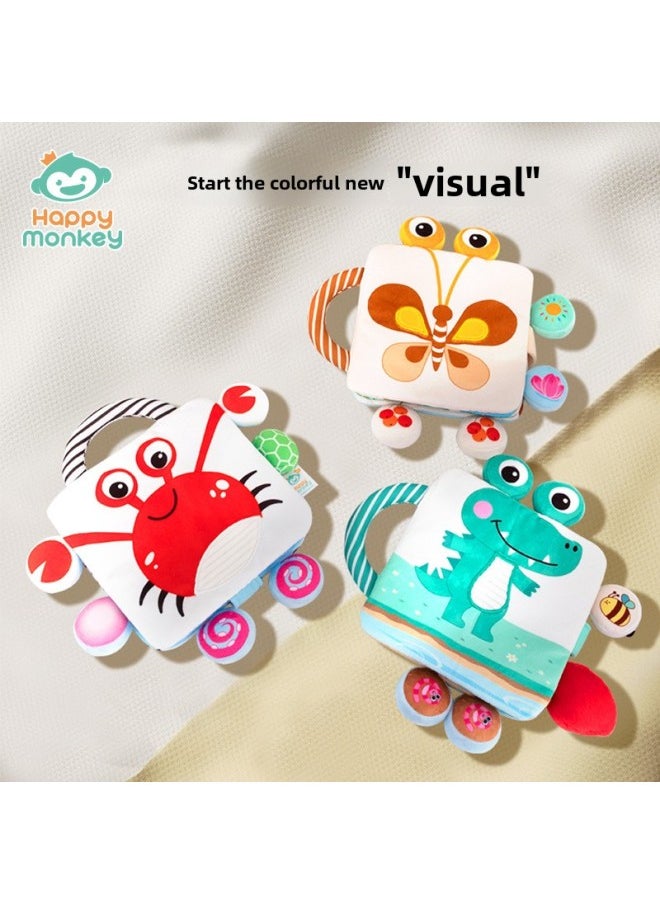 null - Happy Monkey Baby Can't Tear Cloth Book Toy Can Bite Pop-up Book Cognitive Ringing Paper Bell Toy Book-Color:Bell Cloth Book-crab - Image 1