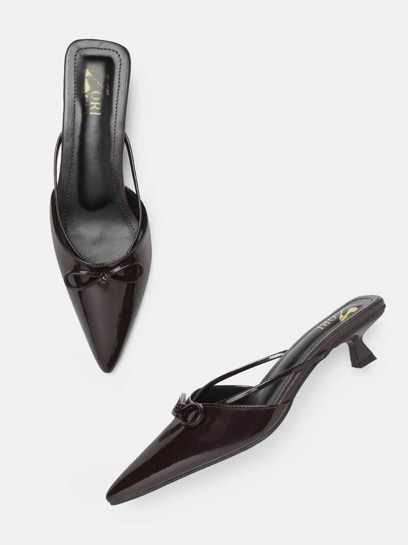ZORIWORLD  Espresso Handmade Pointed Toe Kitten Heels Dark Brown Easy Slip On - 1.5 Inch Heel For Evening & Formal Occasions for Women | Best Price UAE