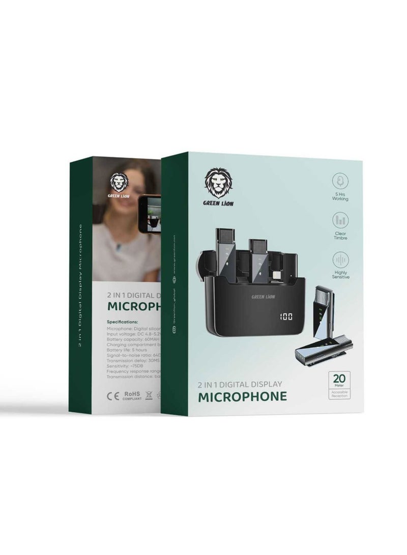 GREEN LION 2 in 1 Digital Display Microphone ( Lightning Connector ) - Black - Image 2